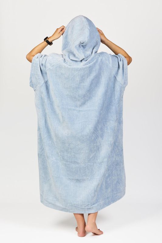 Poncho High End - 100% Cotton - Bleached Blue