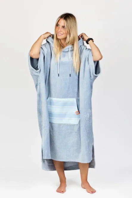 Hovedbilde Poncho High End - 100% Cotton - Bleached Blue