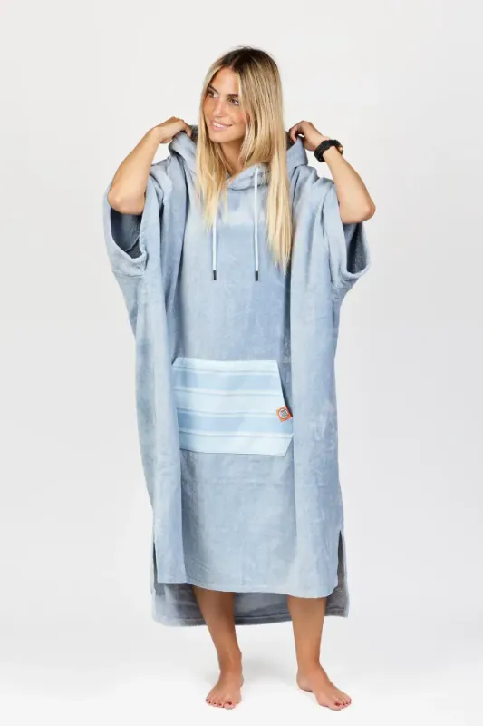 Poncho High End - 100% Cotton - Bleached Blue